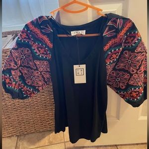 THML Embroidered Puff Sleeve Blouse